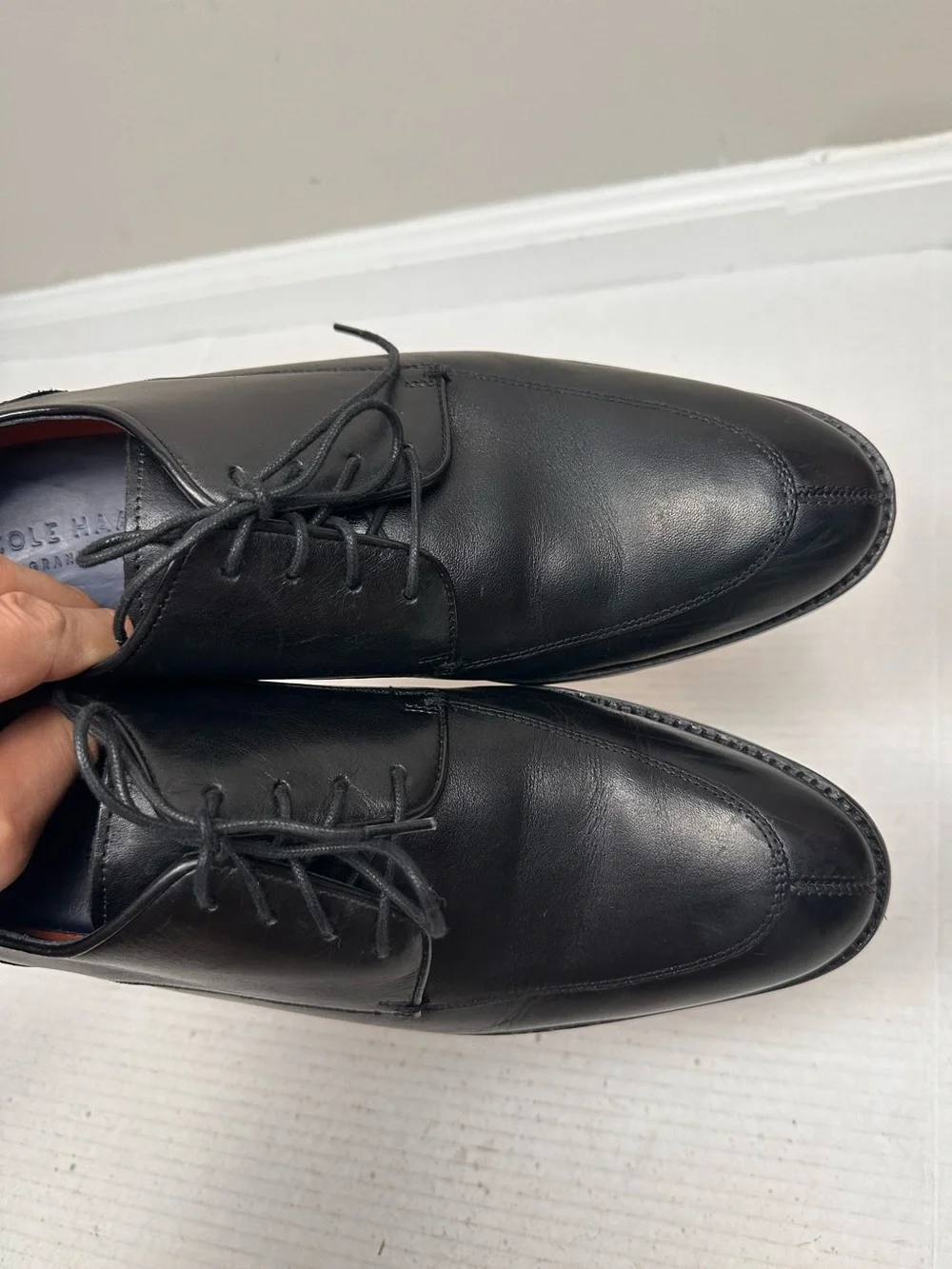 Cole Haan Men's Black Leather Lenox Hill Split Toe Derby shoes Size 9.5